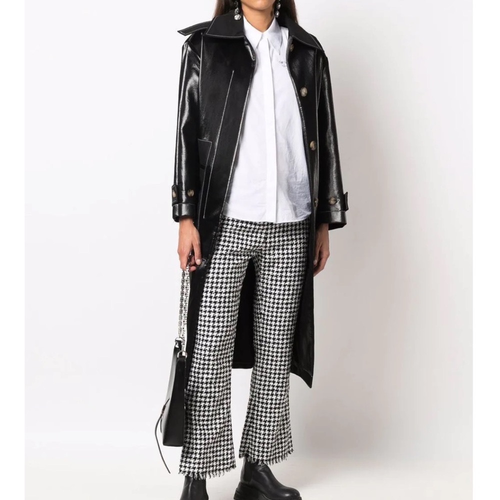 Balmain houndstooth-pattern cropped flared trousers
